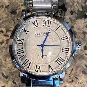 NEW DEEP RED FASHION STAINLESS STEEL WATCH